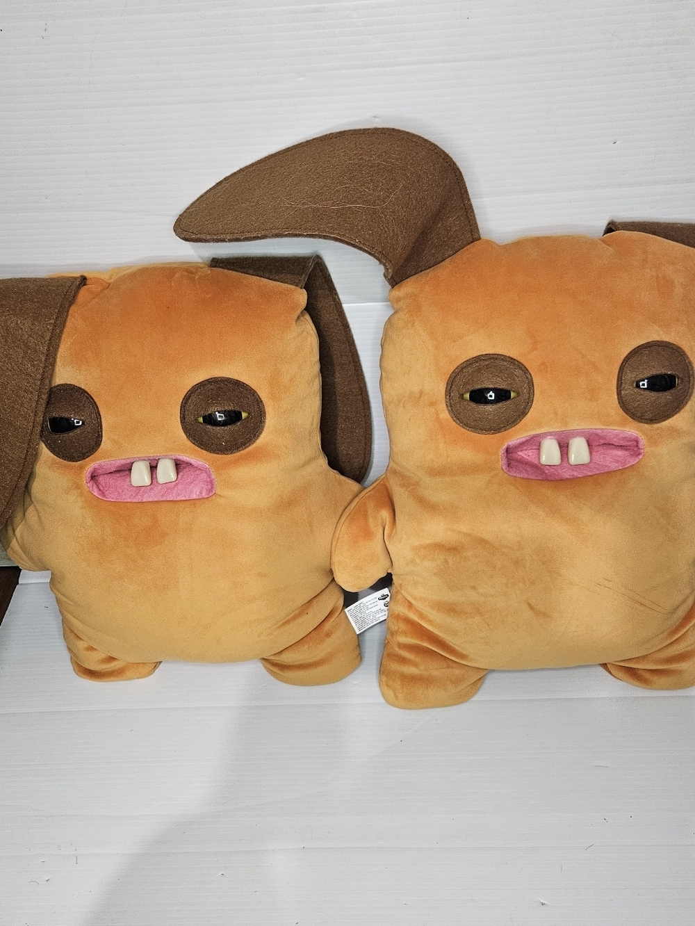 Lot of 2 Fuggler Bigg Fugg Rabbit 18” Orange Plush Monster Toys with Teeth
